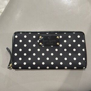 Kate Spade New York Polka Dot Zip Around Wallet Black White